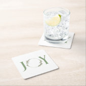 Minimalistische groene Waterverf krans Joy Christm Kartonnen Onderzetters (Insitu)