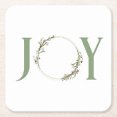 Minimalistische groene Waterverf krans Joy Christm Kartonnen Onderzetters (Voorkant)