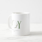 Minimalistische groene Waterverf krans Joy Christm Koffiemok (Voorkant links)