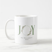 Minimalistische groene Waterverf krans Joy Christm Koffiemok (Links)