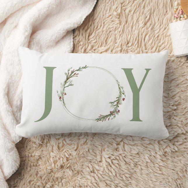 Minimalistische groene Waterverf krans Joy Christm Kussen (Deken)