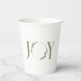 Minimalistische groene Waterverf krans Joy Christm Papieren Bekers