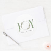 Minimalistische groene Waterverf krans Joy Christm Ronde Sticker (Envelop)