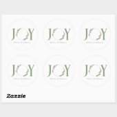Minimalistische groene Waterverf krans Joy Christm Ronde Sticker (Vel)