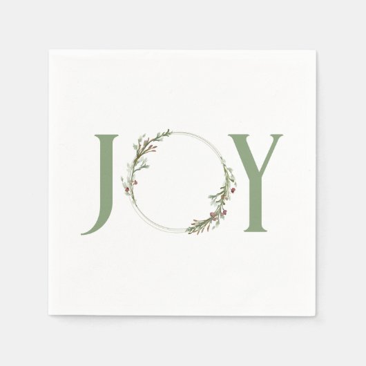 Minimalistische groene Waterverf krans Joy Christm Servet (Voorkant)