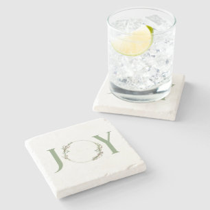 Minimalistische groene Waterverf krans Joy Christm Stenen Onderzetter