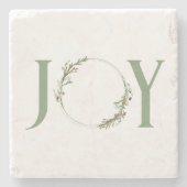 Minimalistische groene Waterverf krans Joy Christm Stenen Onderzetter (Voorkant)