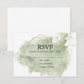 Minimalistische Groene Waterverf RSVP-kaart RSVP Kaartje (Voorkant / Achterkant)