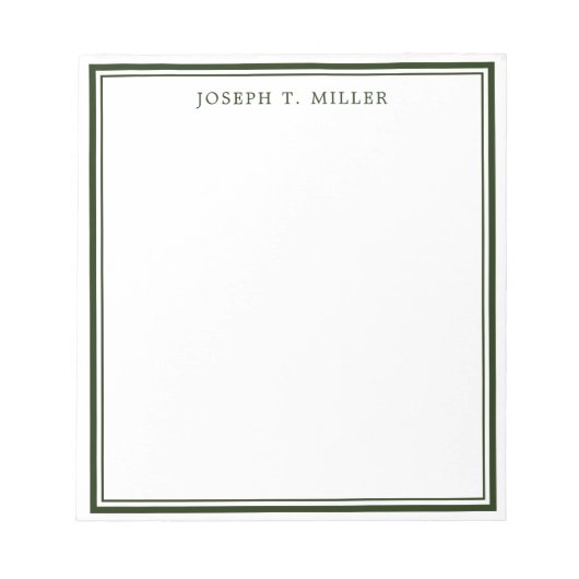 Minimalistische groene witte gepersonaliseerde naa notitieblok (Voorkant)