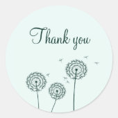 Minimalistische groene witte paardenbloem bedankt ronde sticker (Voorkant)