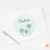 Minimalistische groene witte paardenbloem bedankt ronde sticker (Envelop)