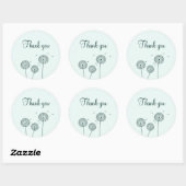 Minimalistische groene witte paardenbloem bedankt ronde sticker (Vel)