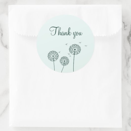 Minimalistische groene witte paardenbloem bedankt ronde sticker (Tas)