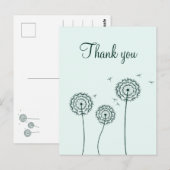 Minimalistische groene witte paardenbloem dank u briefkaart (Voorkant / Achterkant)