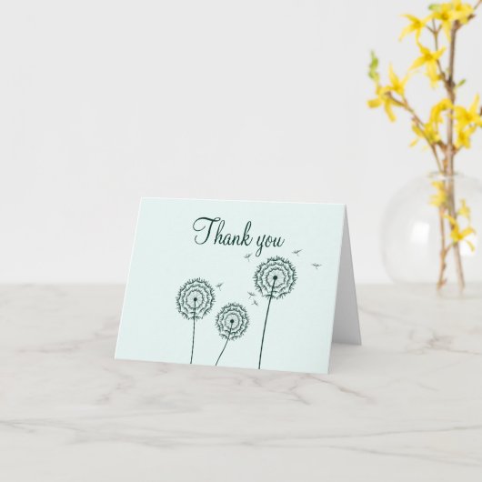 Minimalistische groene witte paardenbloem dank u kaart (Gele Bloem)