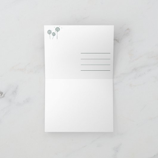 Minimalistische groene witte paardenbloem dank u kaart (Binnen)