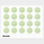 Minimalistische groene witte script rand monogram ronde sticker (Vel)