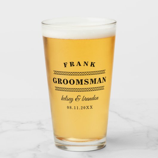 Minimalistische Groomsman bruiloft Glas (Voorkant gevuld)