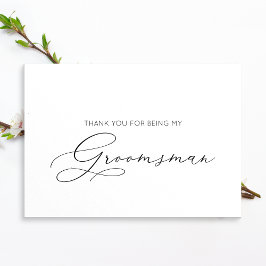Minimalistische Groomsman Gevouwen Dank u Kaart