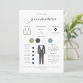 Minimalistische Groomsmen Info Kaart (Staand voorkant)
