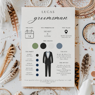 Minimalistische Groomsmen Info Kaart