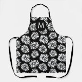 Minimalistische Groovy Zwart en Witte Madeliefjes  Schort (Voorkant)