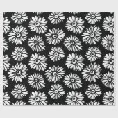 Minimalistische Groovy Zwart-Wit Madeliefjespatroo Cadeaupapier (Vlak)