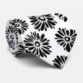 Minimalistische Groovy Zwarte en Witte Madeliefjes Stropdas (Opgerold)