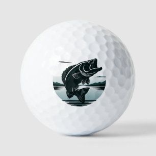 Minimalistische grote baars vissen met sprong golfballen