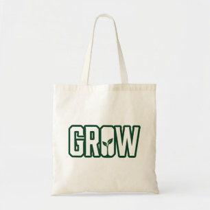 Minimalistische "GROW" Plantenliefhebber & Spruit Tote Bag