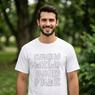 Minimalistische Grow Wild Free Retro-omtrekdesign T-shirt