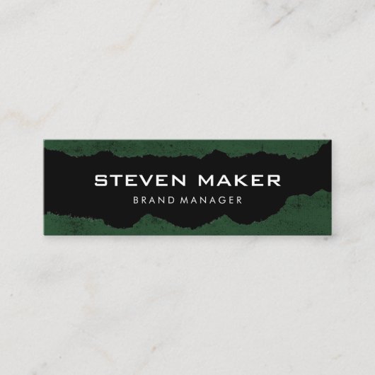 Minimalistische Grunge Green Grey Mini Visitekaartje (Voorkant)