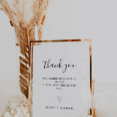 Minimalistische gunsten teken, moderne bruiloft, reclamebord met voetstuk