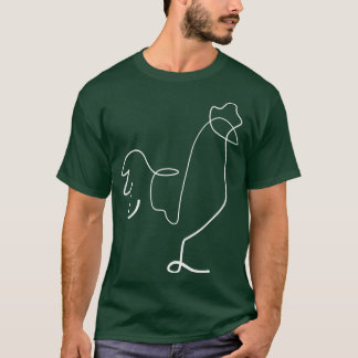 Minimalistische Haan Lijnkunst Kippenliefhebbers K T-shirt