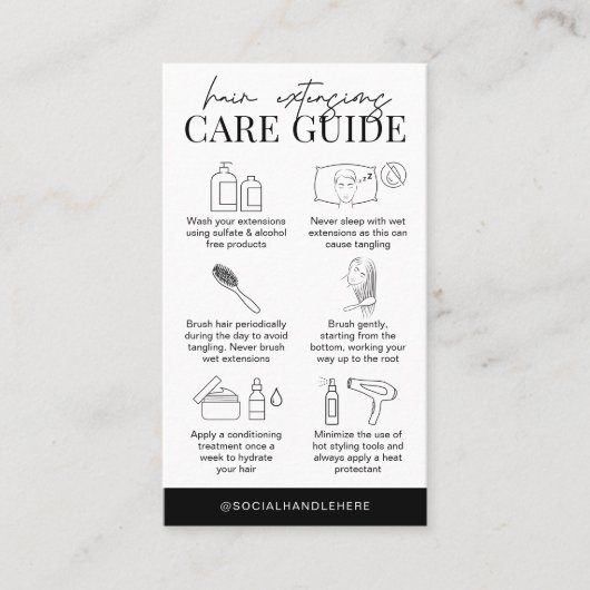 Minimalistische haar Extensions Instructies Salon  Visitekaartje (Voorkant)