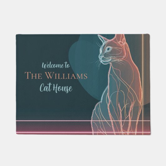 Minimalistische haarloze kat huis verwarming cadea deurmat (Voorkant)