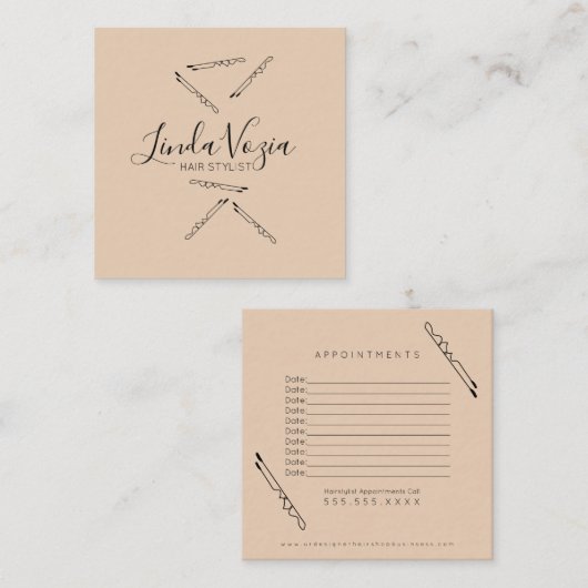 Minimalistische haarstijllijst Art Hair Appointmen Afsprakenkaartje (Voorkant / Achterkant)