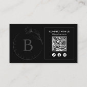 Minimalistische Haarstylist Floral Botanical QR-co Visitekaartje (Achterkant)