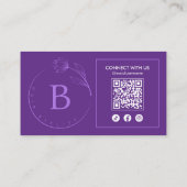 Minimalistische Haarstylist Floral Botanical QR-co Visitekaartje (Achterkant)
