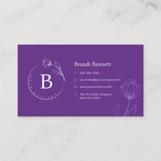 Minimalistische Haarstylist Floral Botanical QR-co Visitekaartje (Voorkant)