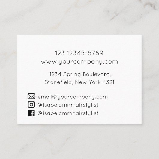 Minimalistische haarstyliste visitekaartje (Achterkant)