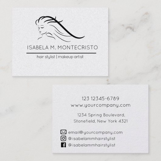 Minimalistische haarstyliste visitekaartje (Voorkant / Achterkant)