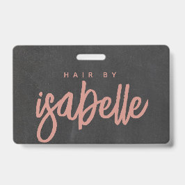 Minimalistische Hair Stylist Dusty Pink Script Zwa Badge
