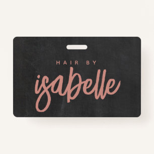 Minimalistische Hair Stylist Dusty Pink Script Zwa Badge
