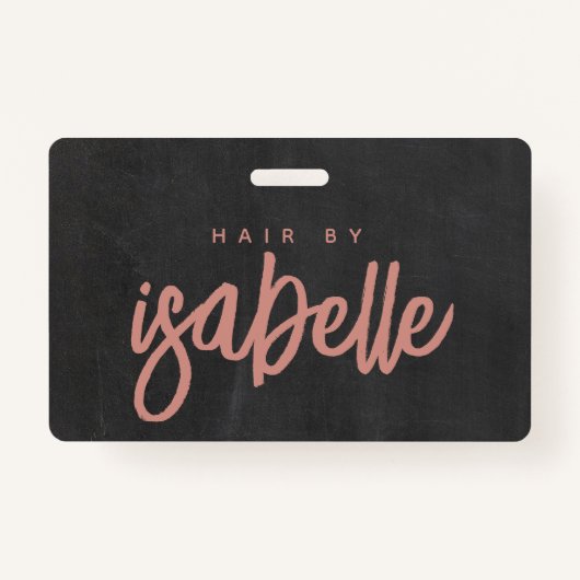 Minimalistische Hair Stylist Dusty Pink Script Zwa Badge (Voorkant)
