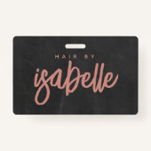 Minimalistische Hair Stylist Dusty Pink Script Zwa Badge (Achterkant)