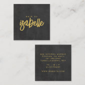 Minimalistische Hair Stylist Mosterdschrift Zwart Vierkante Visitekaartje (Voorkant / Achterkant)