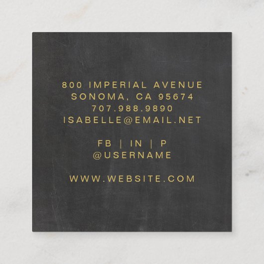Minimalistische Hair Stylist Mosterdschrift Zwart Vierkante Visitekaartje (Achterkant)