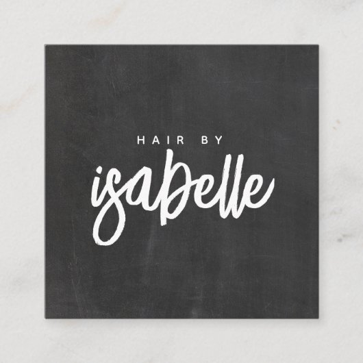Minimalistische Hair Stylist Script Zwart Vierkante Visitekaartje (Voorkant)