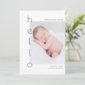 minimalistische hallo foto geboorteaankondiging kaart (Staand voorkant)